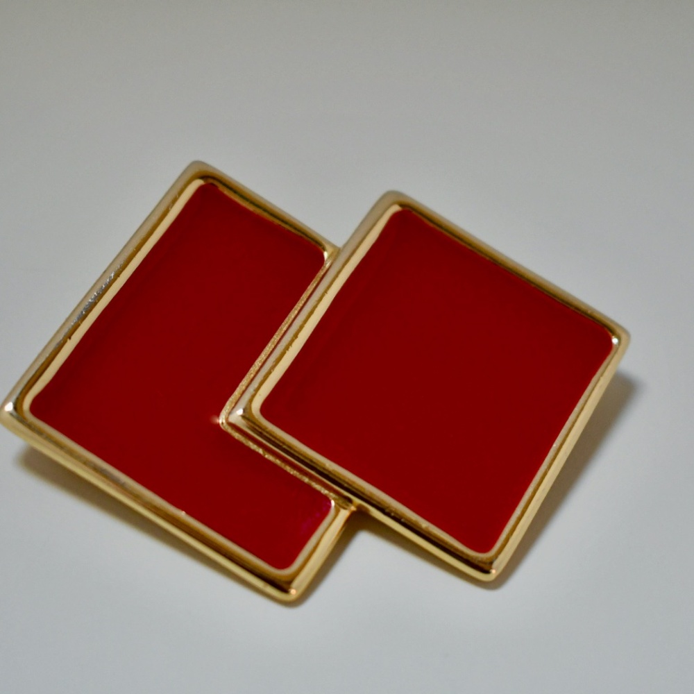 Vintage Monet Brooch in Gold & Red c. 1980's